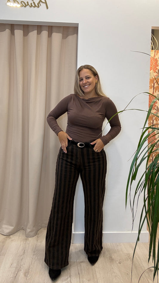 Jeans Wide Leg Tendencia Rayas