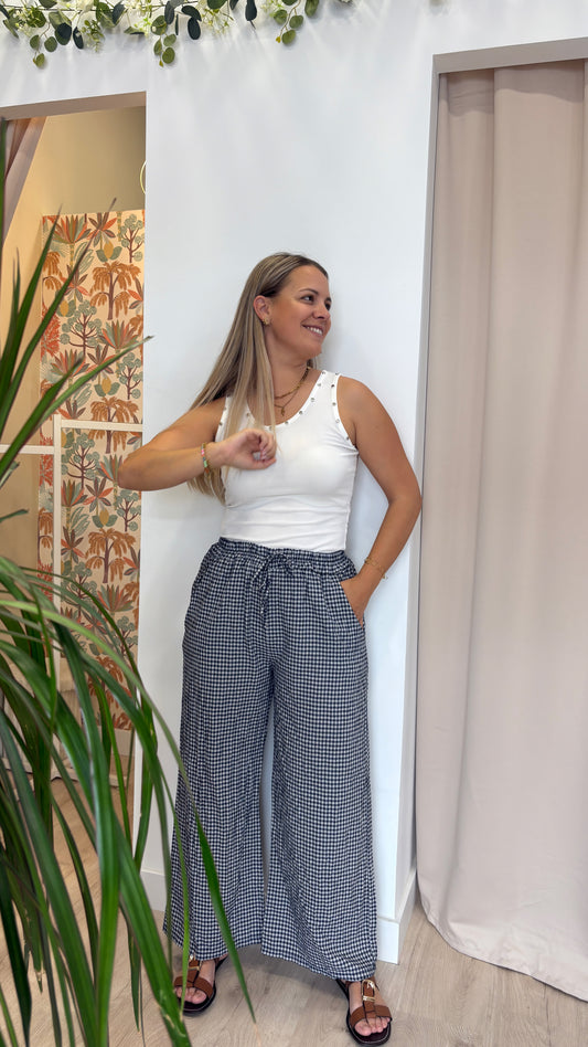 Pantalón Vichy Wide Leg