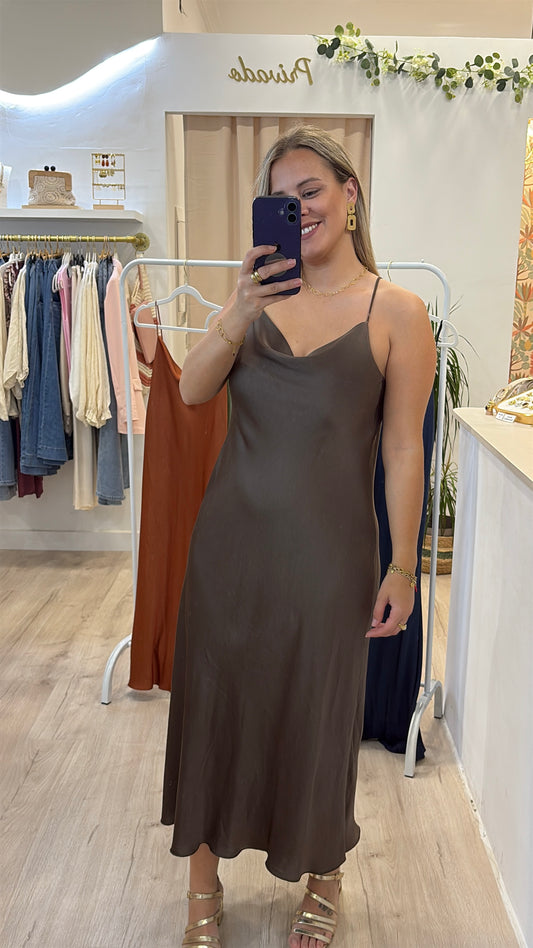 Vestido Básico Fluido Satén Colores